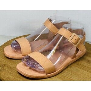Sheln Womens Peach  Strappy Platform Sandals Size 6.5 Buckle Closure New